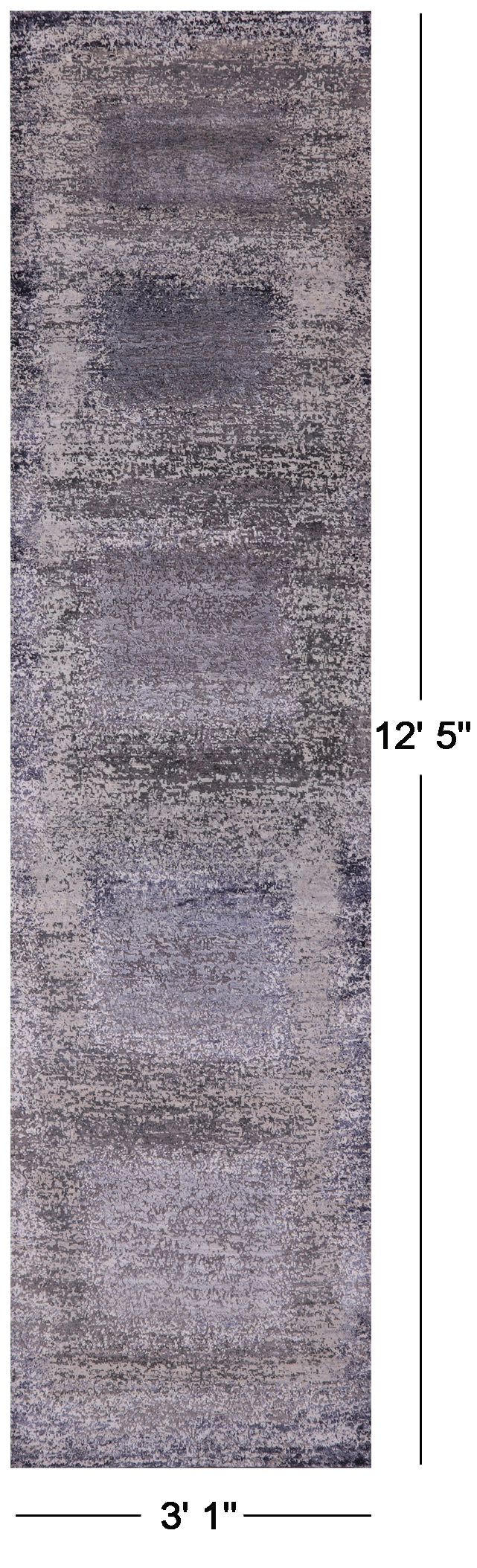 Abstract Contemporary Handmade Wool & Silk Runner Rug - 3' 1" X 12' 5" - Golden Nile