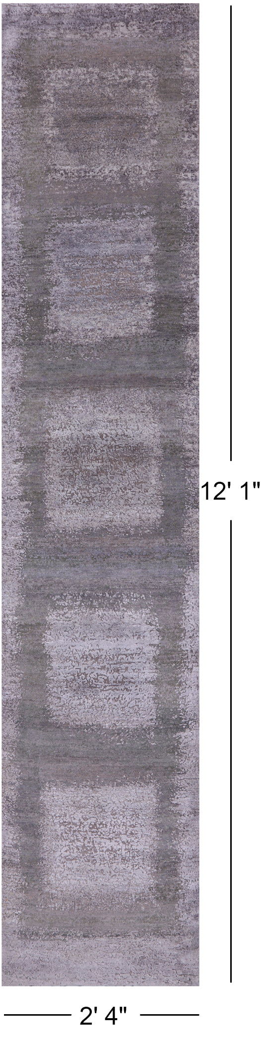 Abstract Contemporary Handmade Wool & Silk Runner Rug - 2' 4" X 12' 1" - Golden Nile