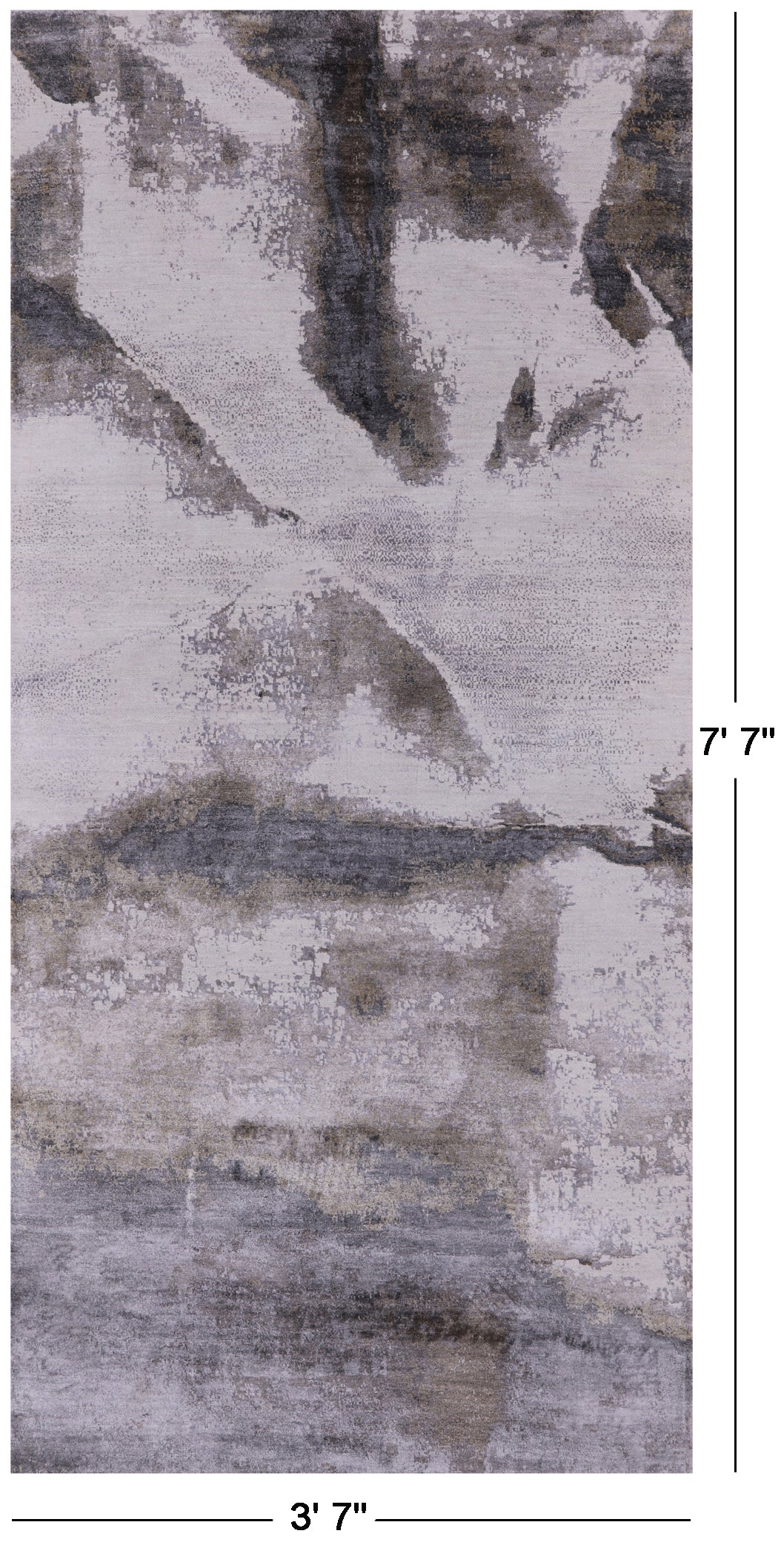 Abstract Modern Hand Knotted Wool & Silk Rug - 3' 7" X 7' 7" - Golden Nile