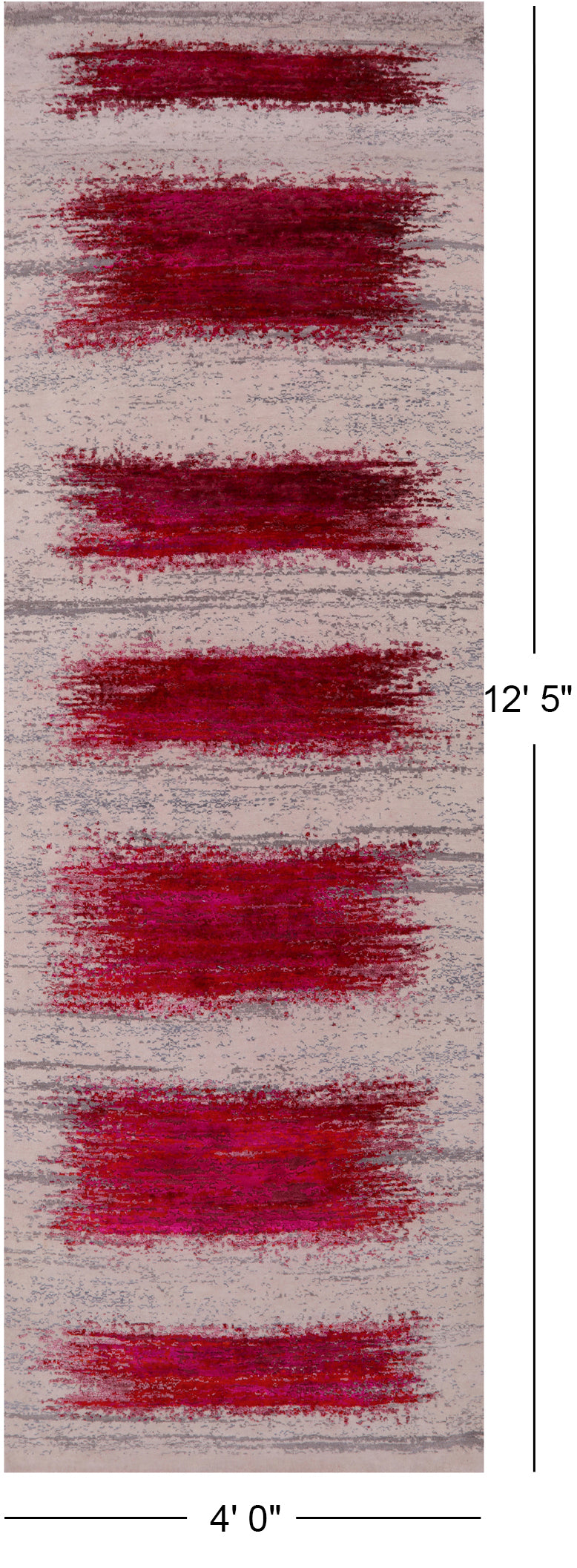 Abstract Contemporary Hand Knotted Wool & Silk Runner Rug - 4' 0" X 12' 5" - Golden Nile