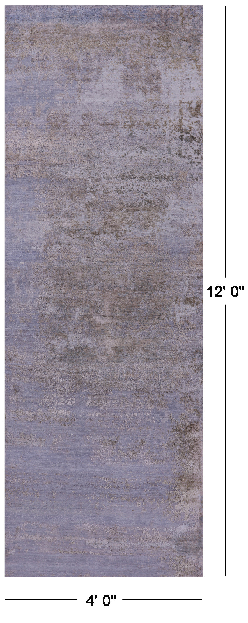 Abstract Modern Hand Knotted Wool & Silk Runner Rug - 4' 0" X 12' 0" - Golden Nile