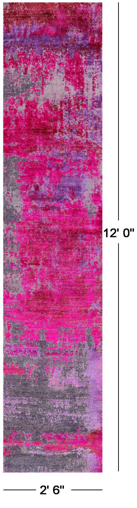 Abstract Modern Handmade Wool & Silk Runner Rug - 2' 6" X 12' 0" - Golden Nile