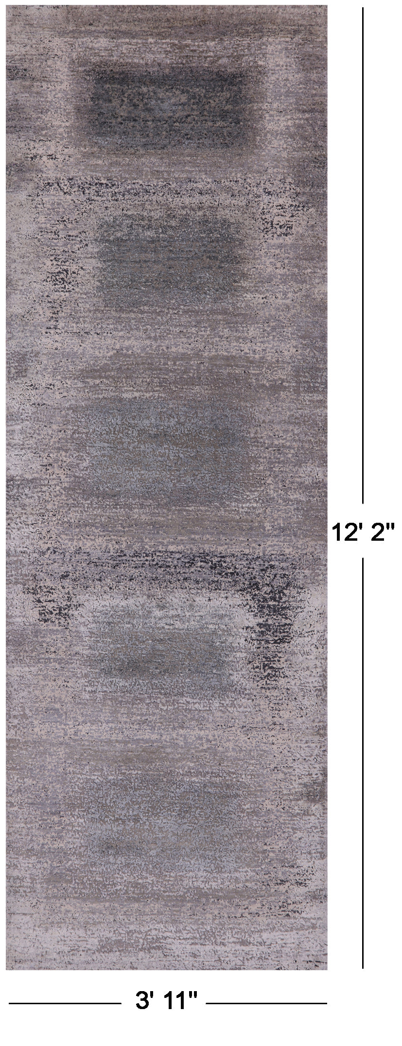 Abstract Modern Handmade Wool & Silk Rug - 3' 11" X 12' 2" - Golden Nile