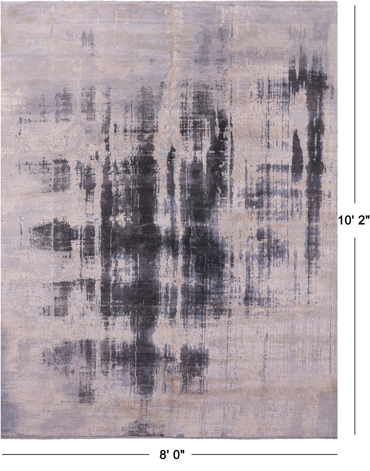 Abstract Contemporary Hand Knotted Wool & Silk Rug - 8' 0" X 10' 2" - Golden Nile