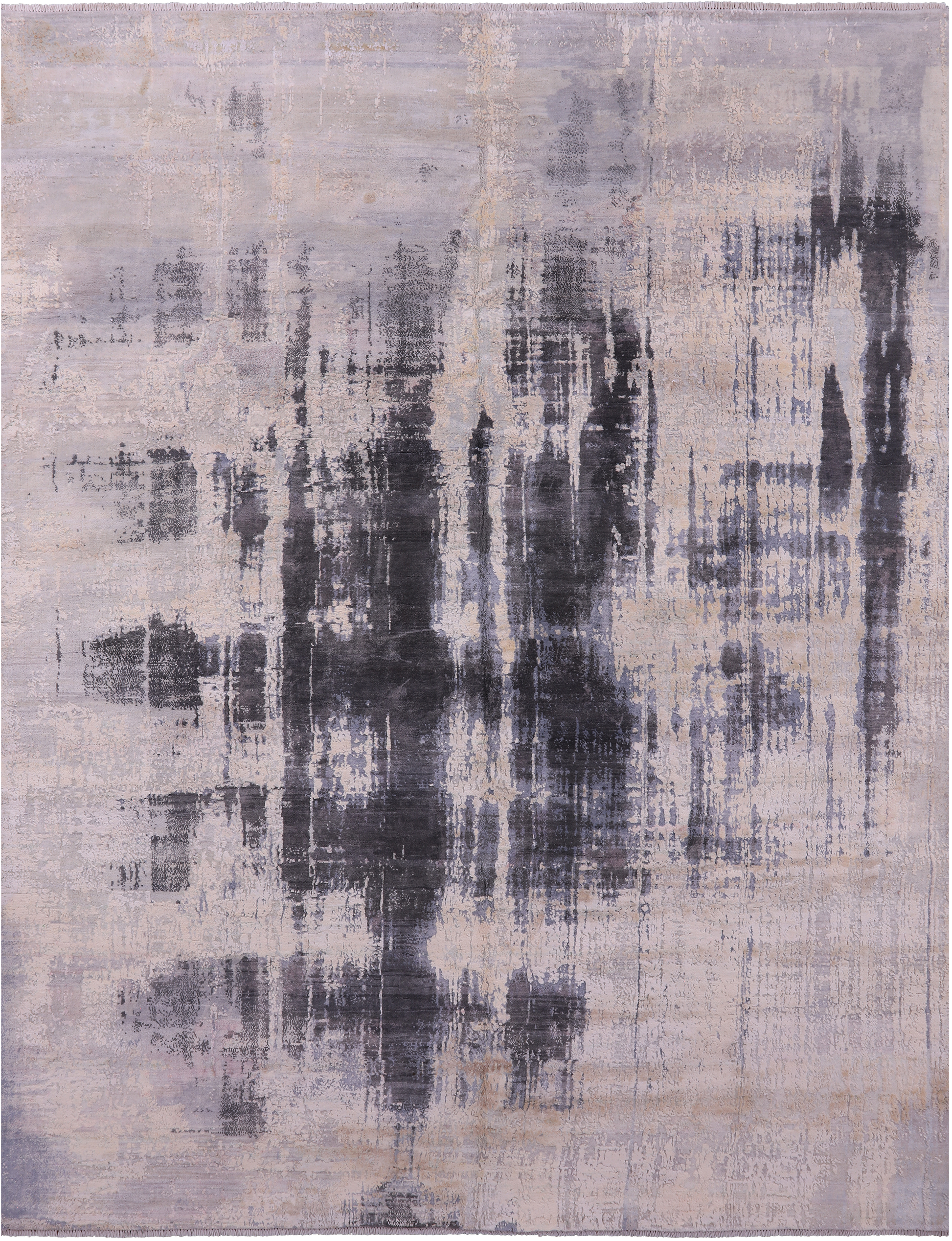 Abstract Contemporary Hand Knotted Wool & Silk Rug - 8' 0" X 10' 2" - Golden Nile