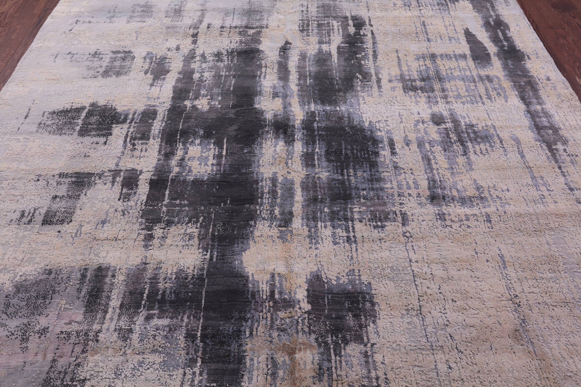Abstract Contemporary Hand Knotted Wool & Silk Rug - 8' 0" X 10' 2" - Golden Nile