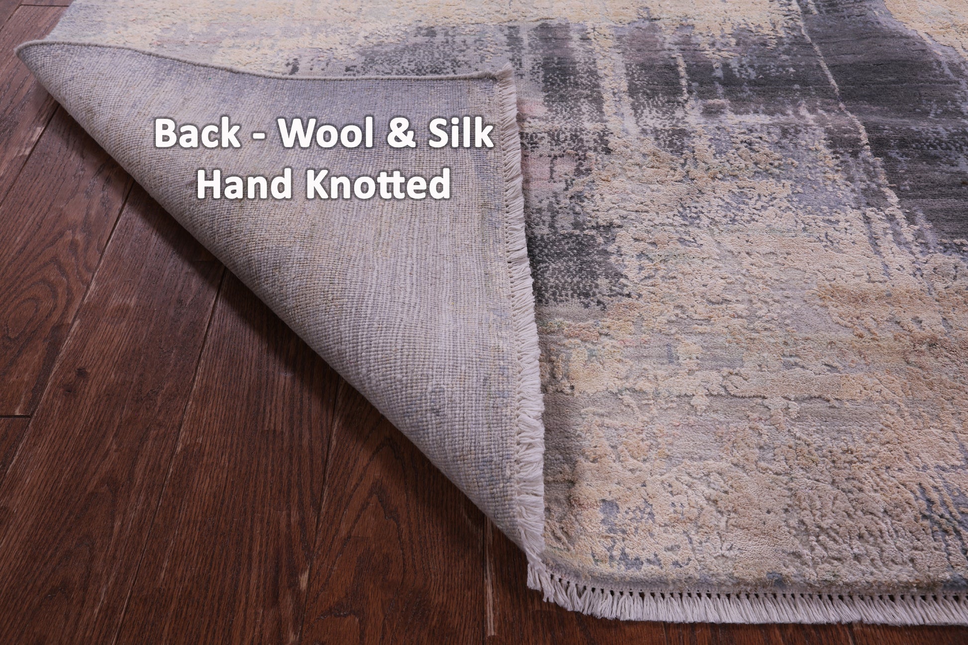 Abstract Contemporary Hand Knotted Wool & Silk Rug - 8' 0" X 10' 2" - Golden Nile
