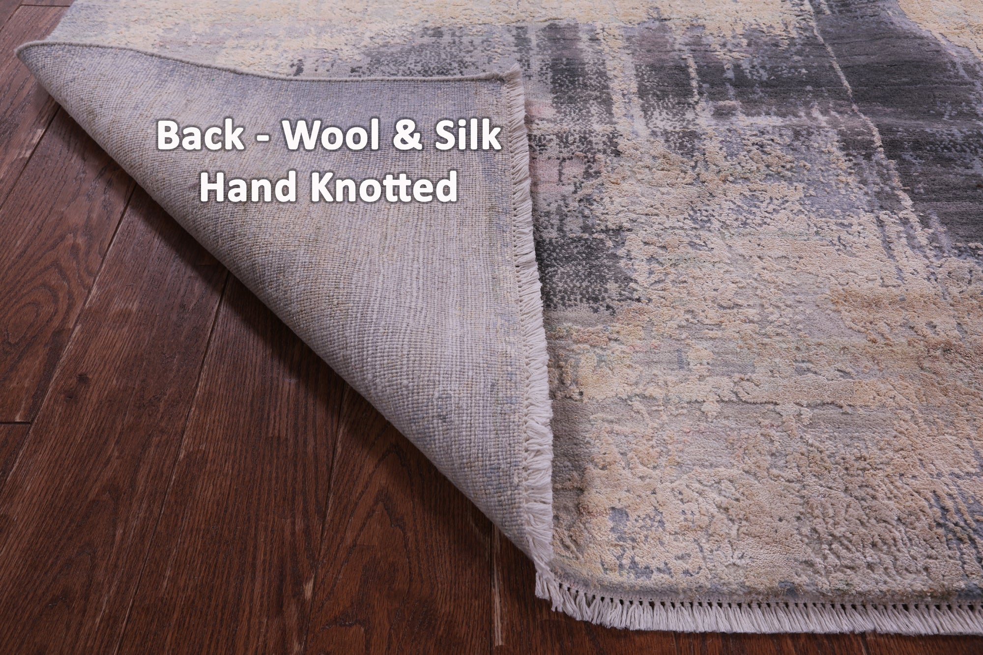 Abstract Contemporary Hand Knotted Wool & Silk Rug - 8' 0" X 10' 2" - Golden Nile