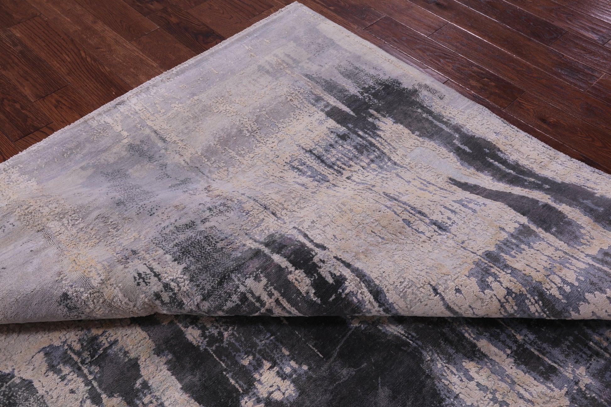 Abstract Contemporary Hand Knotted Wool & Silk Rug - 8' 0" X 10' 2" - Golden Nile
