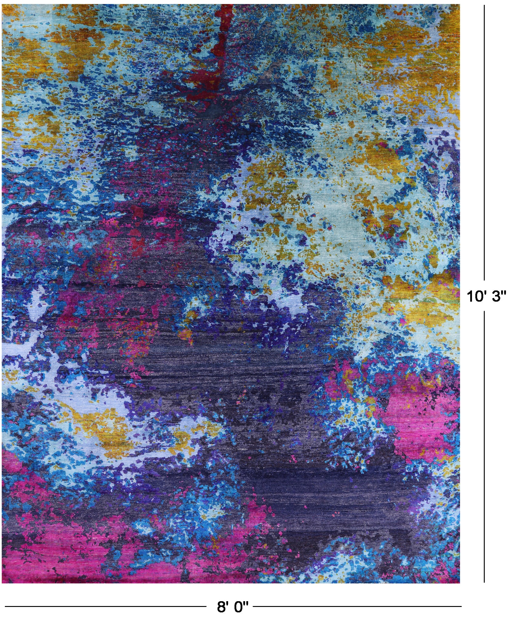 Abstract Contemporary Hand Knotted Wool & Silk Rug - 8' 0" X 10' 3" - Golden Nile