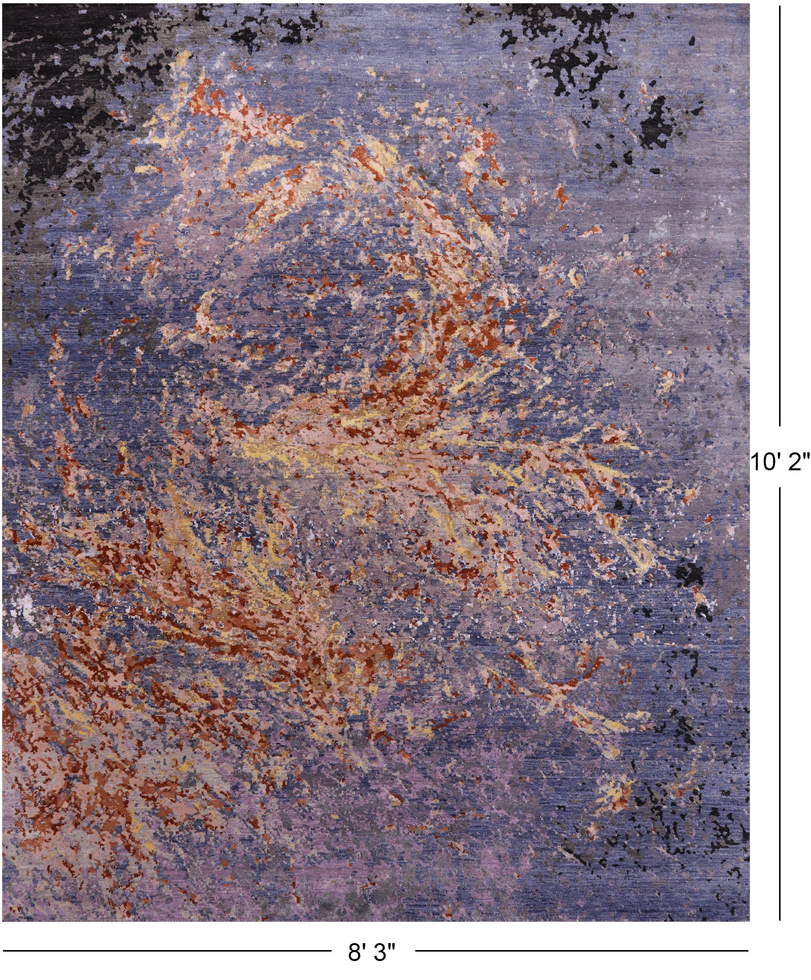 Abstract Contemporary Hand Knotted Wool & Silk Rug - 8' 3" X 10' 2" - Golden Nile