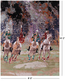 Horse Polo Contemporary Hand Knotted Wool & Silk Rug - 8' 0" X 10' 2" - Golden Nile