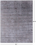 Grey Persian Heriz Serapi Hand Knotted Wool & Silk Rug - 8' 0" X 10' 6" - Golden Nile
