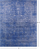 Blue Persian Fine Serapi Hand Knotted Wool & Silk Rug - 8' 1" X 10' 2" - Golden Nile