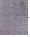 Grey Persian Heriz Serapi Handmade Wool & Silk Rug - 8' 1" X 10' 1" - Golden Nile