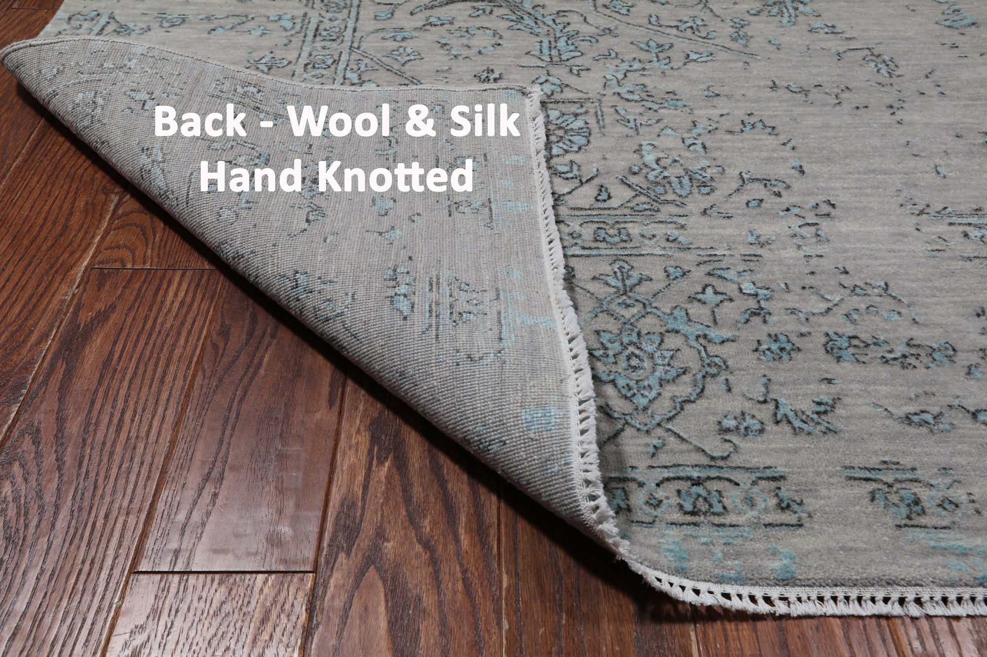 Grey Persian Heriz Serapi Handmade Wool & Silk Rug - 8' 1" X 10' 1"