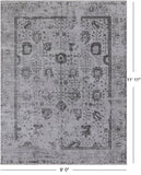 Grey Persian Hand Knotted Wool & Silk Rug - 9' 0" X 11' 11"