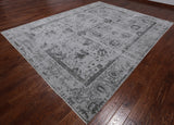 Grey Persian Hand Knotted Wool & Silk Rug - 9' 0" X 11' 11"