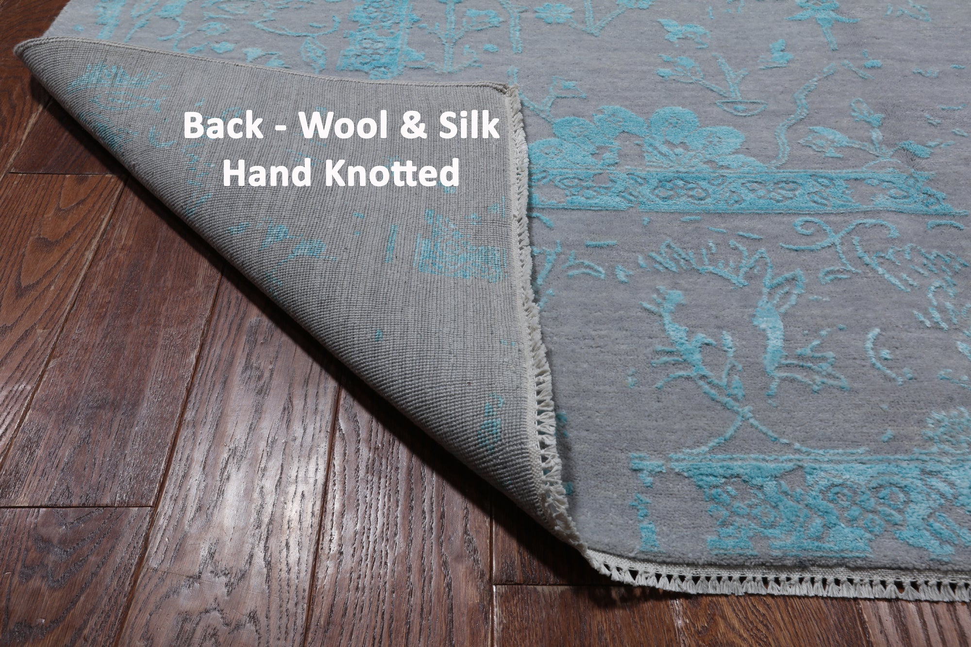 Grey Persian Hand Knotted Wool & Silk Rug - 10' 1" X 14' 4"