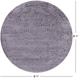 Grey Round Persian Hand Knotted Wool & Silk Rug - 8' 1" X 8' 1" - Golden Nile