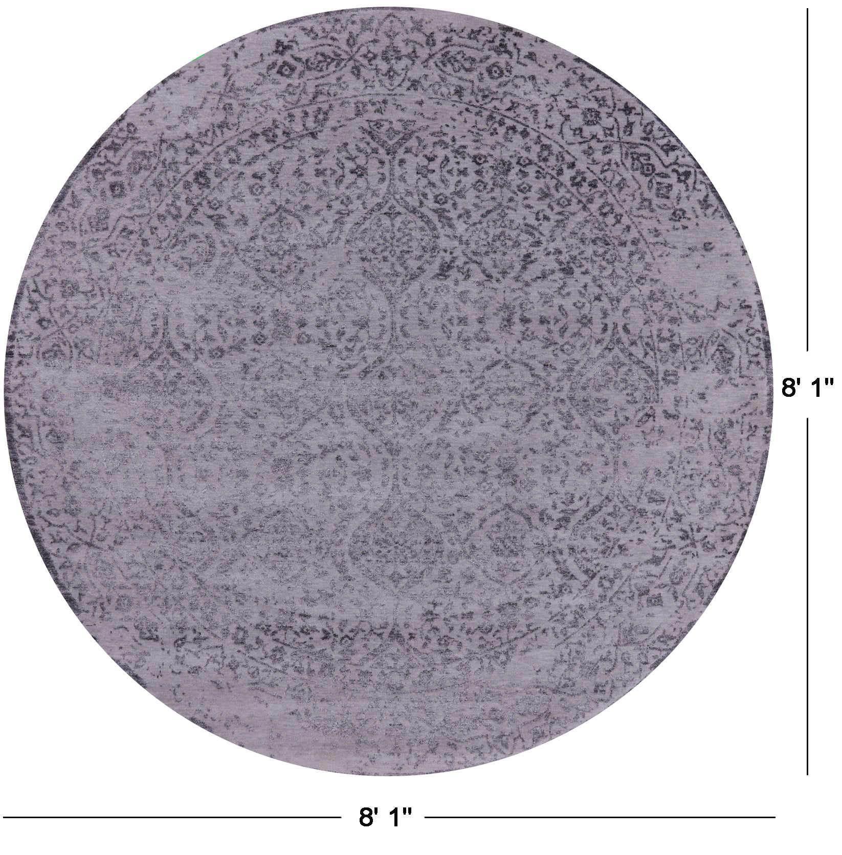 Grey Round Persian Hand Knotted Wool & Silk Rug - 8' 1" X 8' 1" - Golden Nile
