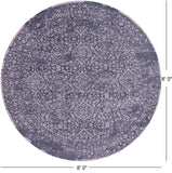 Grey Round Persian Hand Knotted Wool & Silk Rug - 8' 0" X 8' 0" - Golden Nile