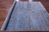 Blue Abstract Modern Hand Knotted Wool & Silk Rug - 7' 10" X 10' 1" - Golden Nile