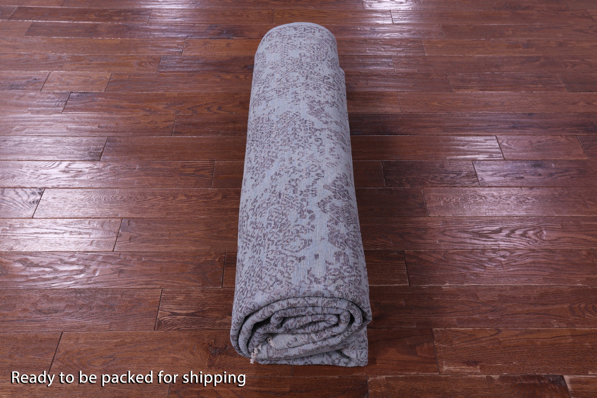 Blue Abstract Modern Hand Knotted Wool & Silk Rug - 7' 10" X 10' 1" - Golden Nile