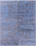 Blue Abstract Modern Hand Knotted Wool & Silk Rug - 7' 10" X 10' 1" - Golden Nile