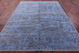 Blue Abstract Modern Hand Knotted Wool & Silk Rug - 7' 10" X 10' 1" - Golden Nile