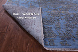 Blue Abstract Modern Hand Knotted Wool & Silk Rug - 7' 10" X 10' 1" - Golden Nile