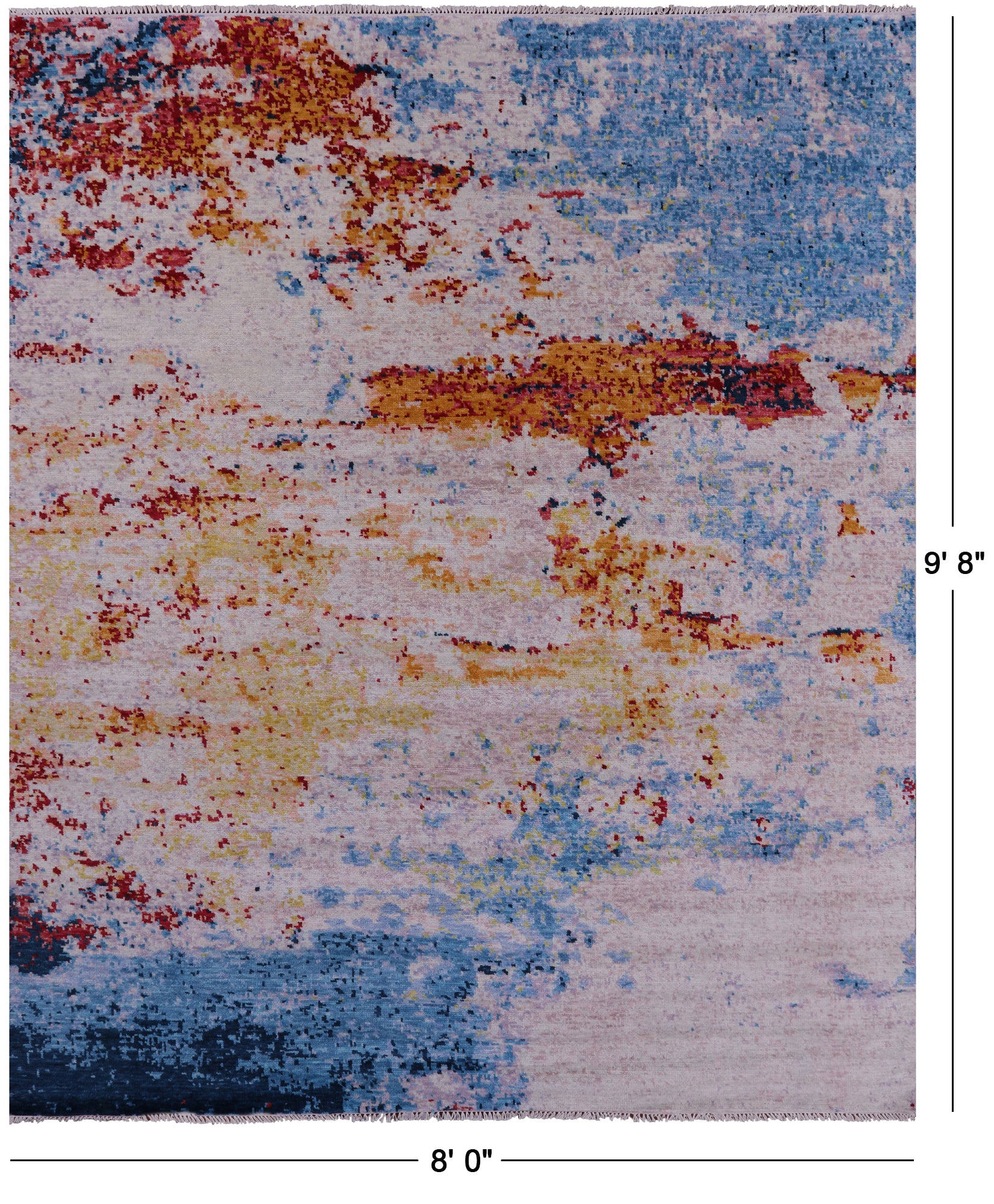Abstract Contemporary Hand Knotted Wool Rug - 8' 0" X 9' 8" - Golden Nile