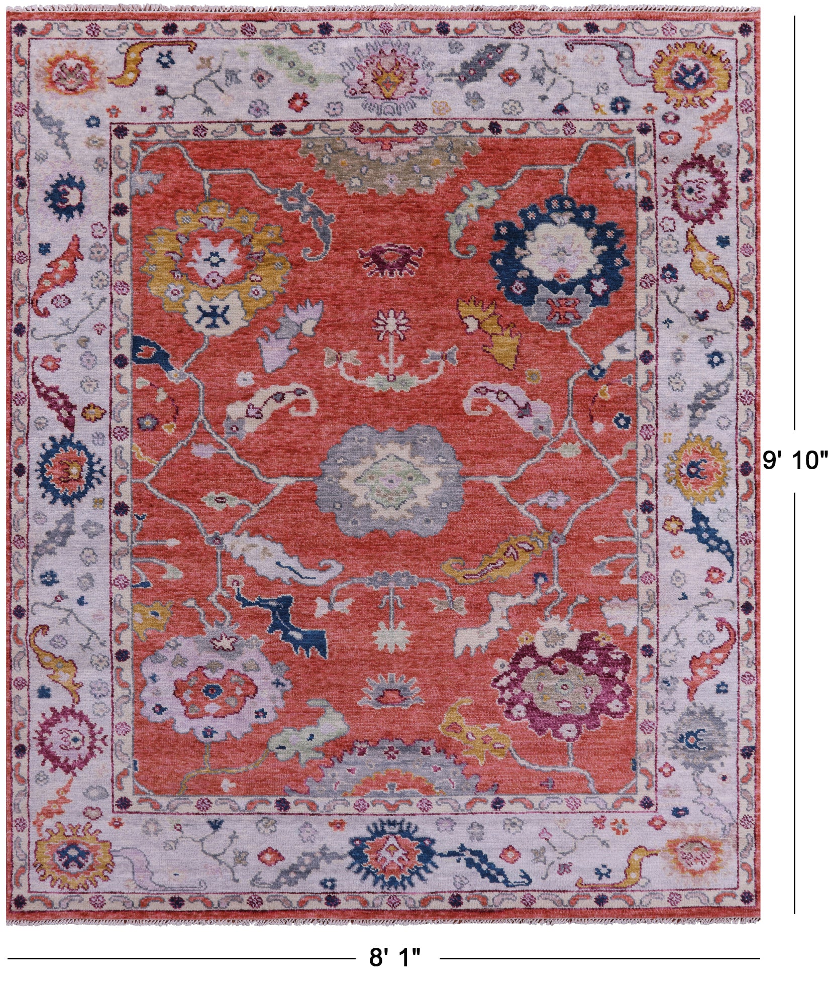 Turkish Oushak Hand Knotted Wool Rug - 8' 1" X 9' 10" - Golden Nile