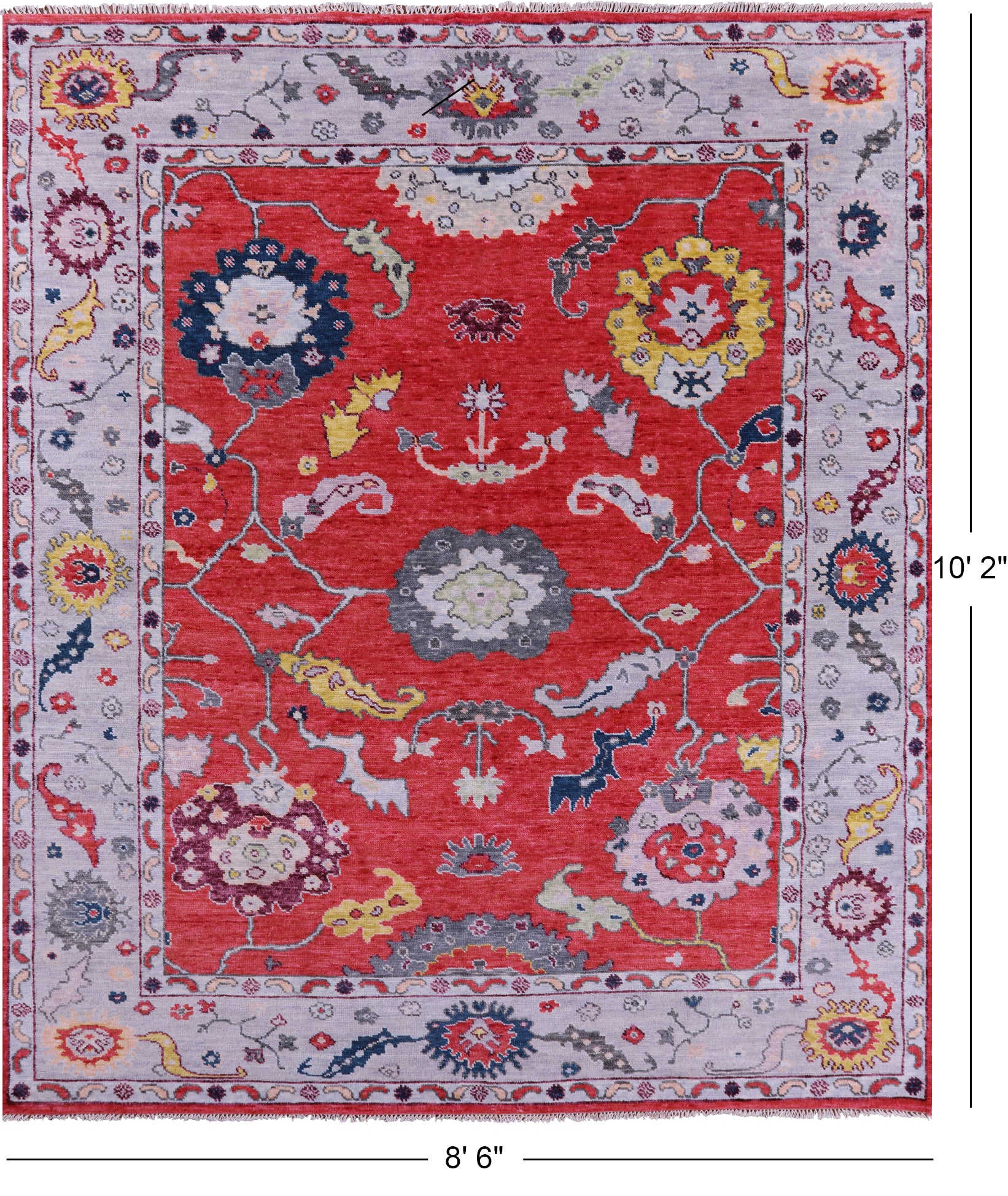 Turkish Oushak Hand Knotted Wool Rug - 8' 6" X 10' 2" - Golden Nile