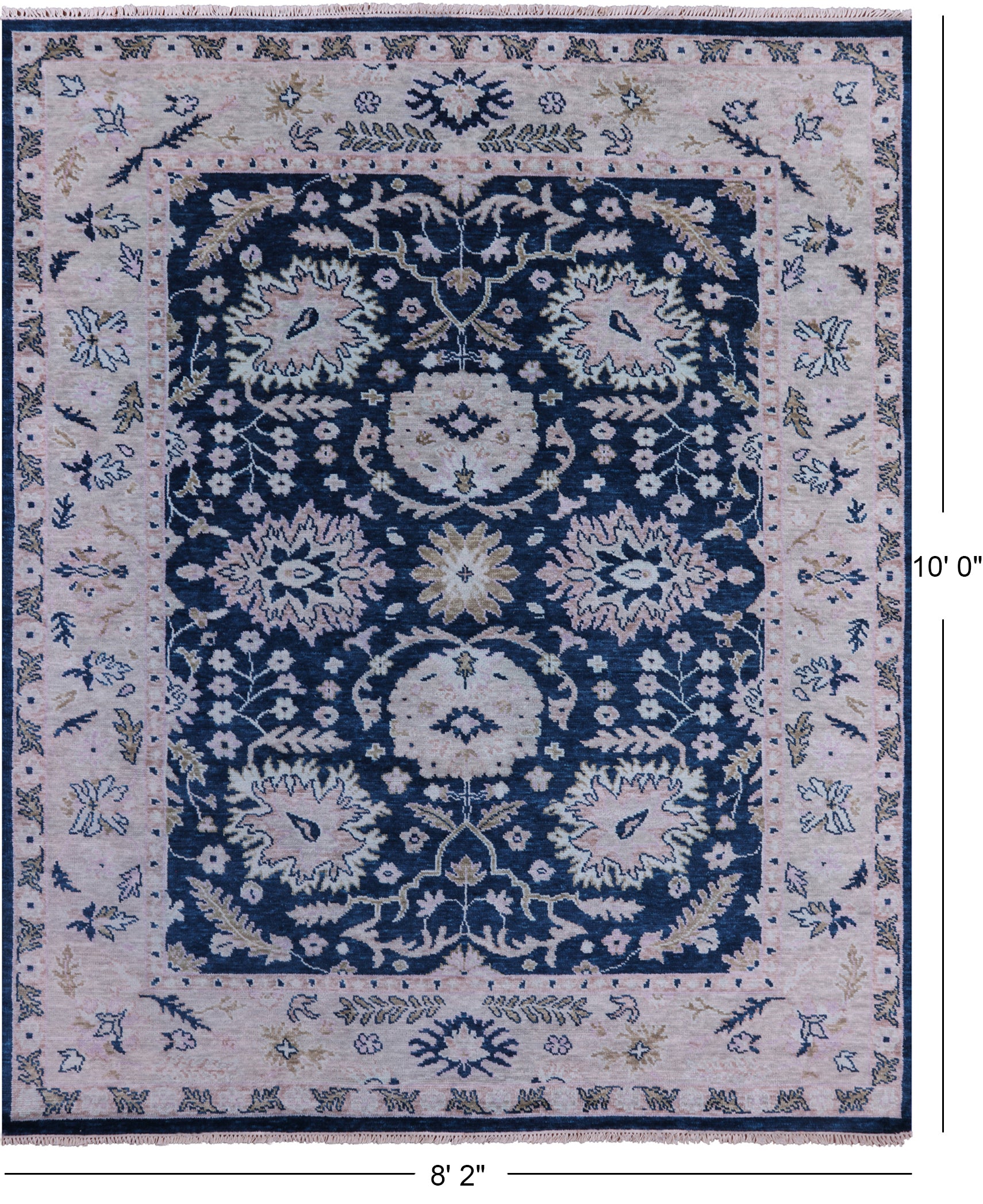 Blue Turkish Oushak Handmade Wool Rug - 8' 2" X 10' 0" - Golden Nile