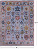 Blue Turkish Oushak Hand Knotted Wool Rug - 9' 1" X 12' 0" - Golden Nile