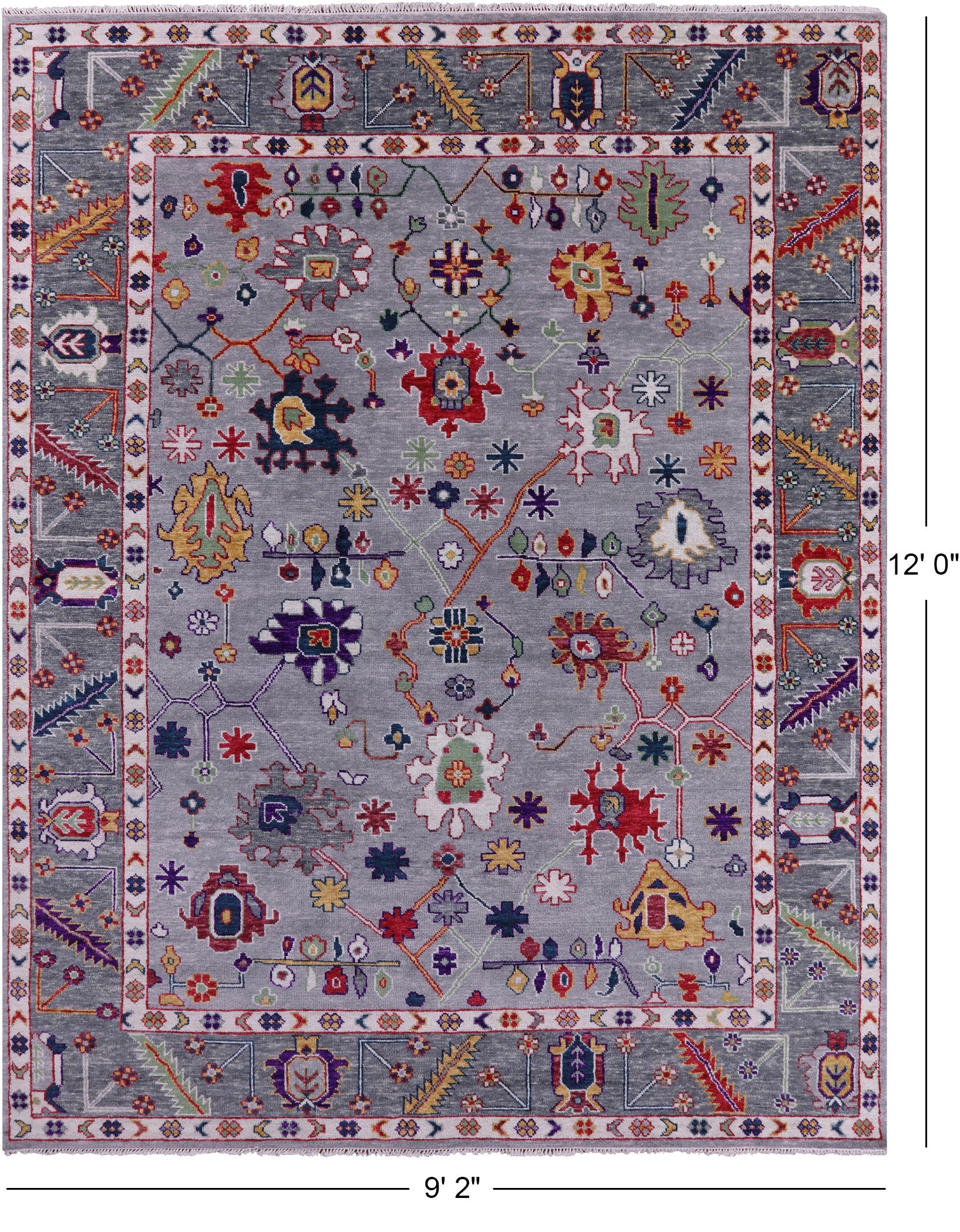 Grey Turkish Oushak Handmade Wool Rug - 9' 2" X 12' 0" - Golden Nile