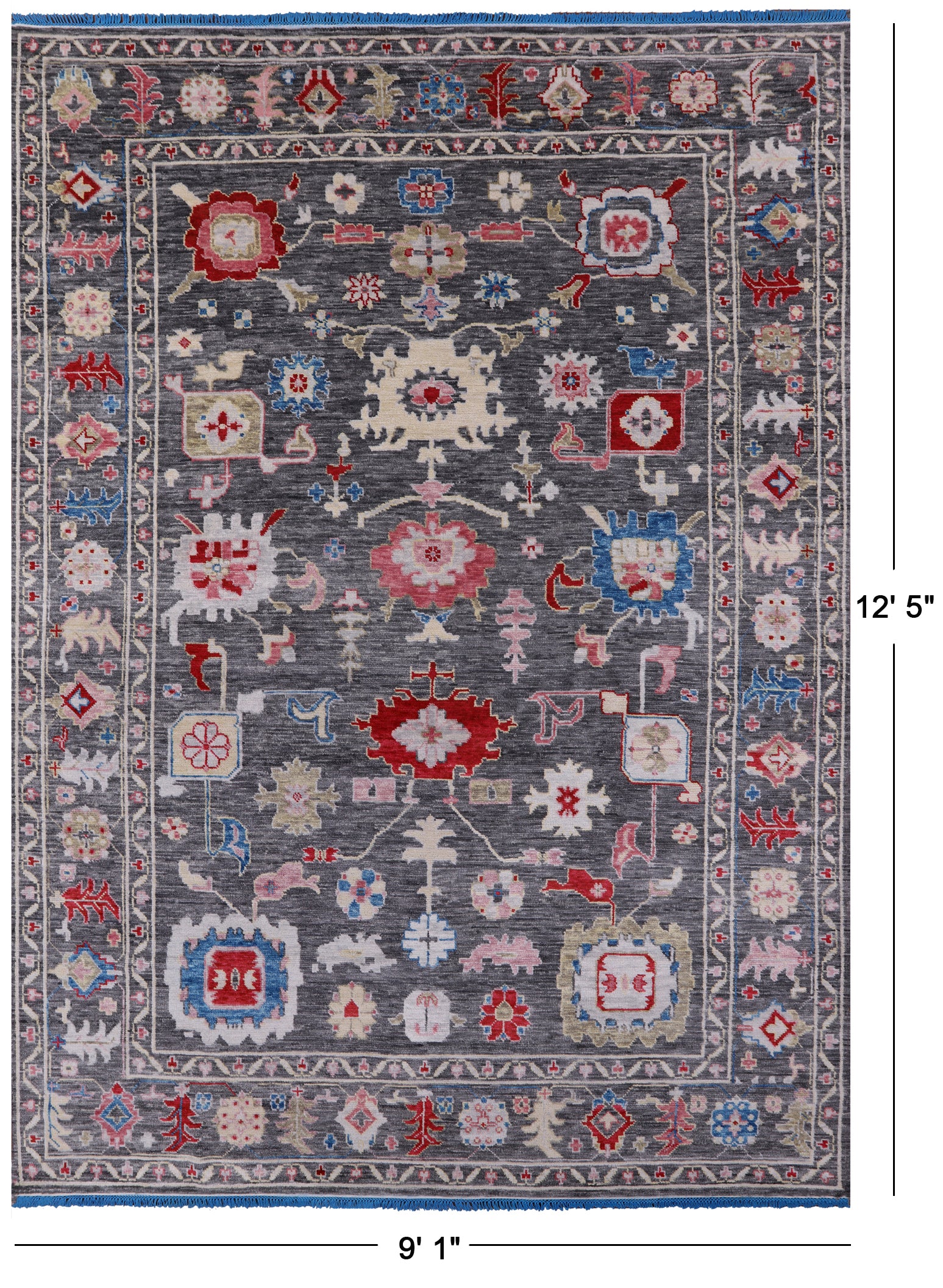 Grey Turkish Oushak Hand Knotted Wool Rug - 9' 1" X 12' 5" - Golden Nile
