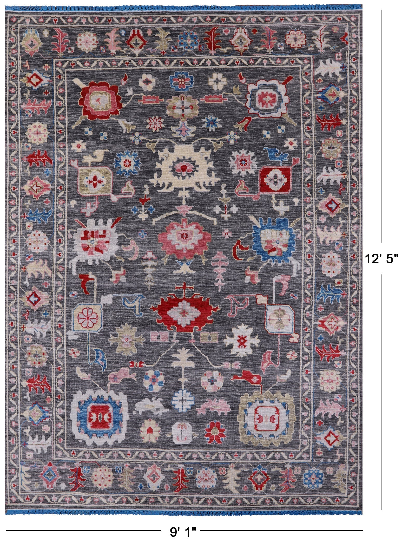 Grey Turkish Oushak Hand Knotted Wool Rug - 9' 1" X 12' 5" - Golden Nile