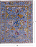 Blue Turkish Oushak Handmade Wool Rug - 9' 4" X 12' 0" - Golden Nile