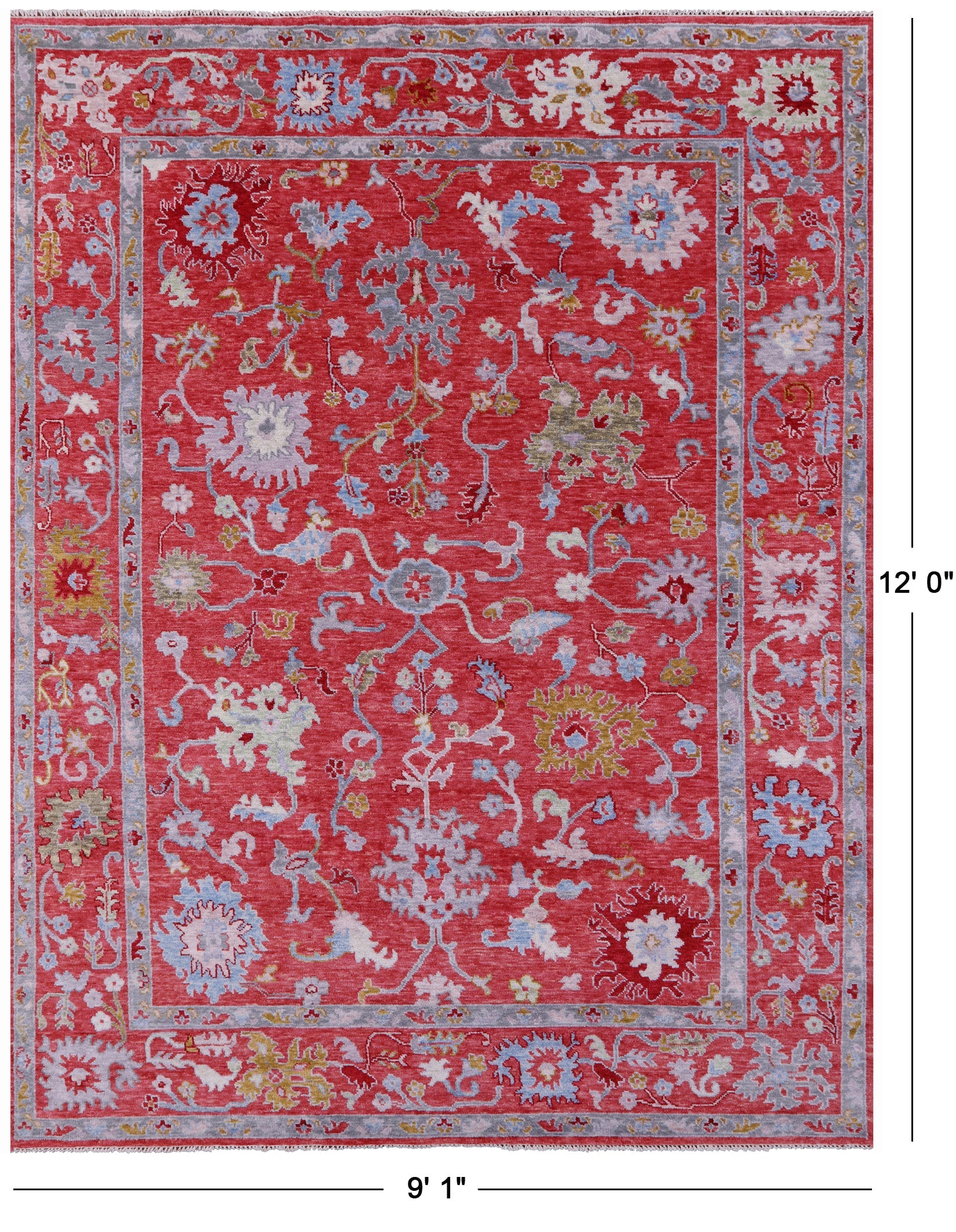 Turkish Oushak Handmade Wool Rug - 9' 1" X 12' 0" - Golden Nile