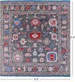 Grey Square Turkish Oushak Hand Knotted Wool Rug - 9' 4" X 9' 8" - Golden Nile
