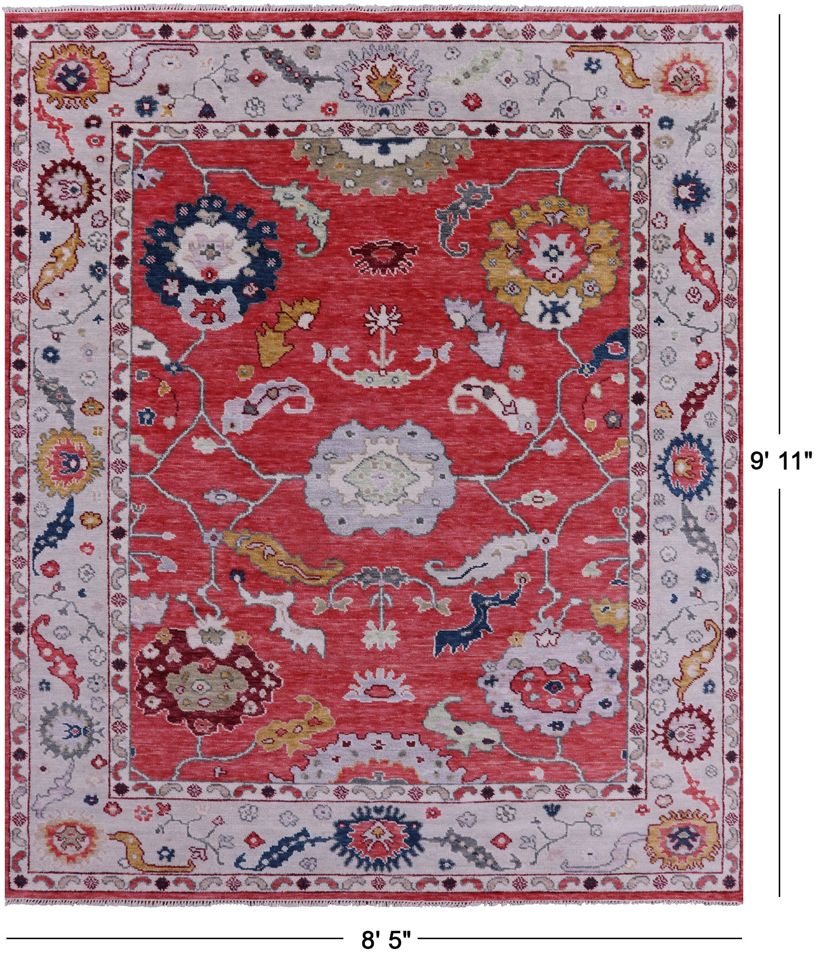 Turkish Oushak Hand Knotted Wool Rug - 8' 5" X 9' 11" - Golden Nile