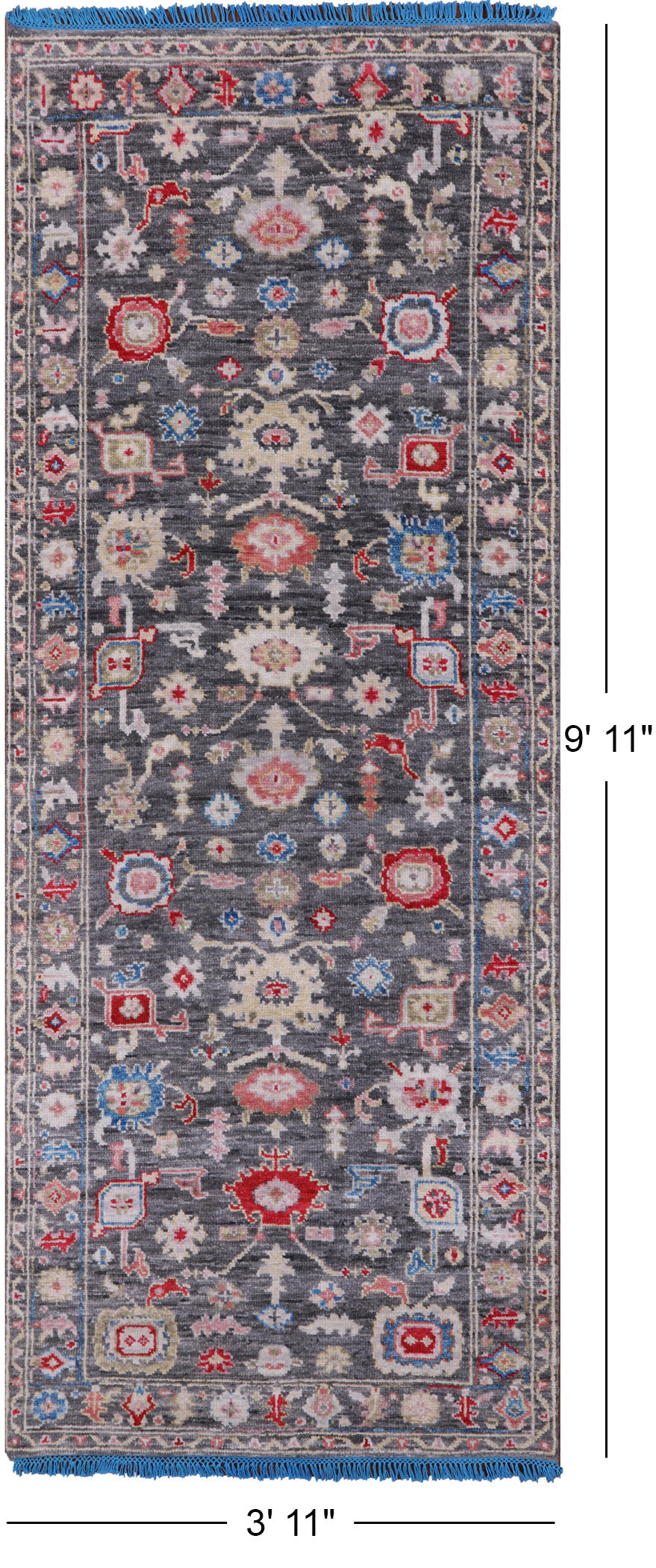Grey Turkish Oushak Handmade Wool Runner Rug - 3' 11" X 9' 11" - Golden Nile