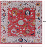 Square Turkish Oushak Hand Knotted Wool Rug - 9' 0" X 9' 0" - Golden Nile