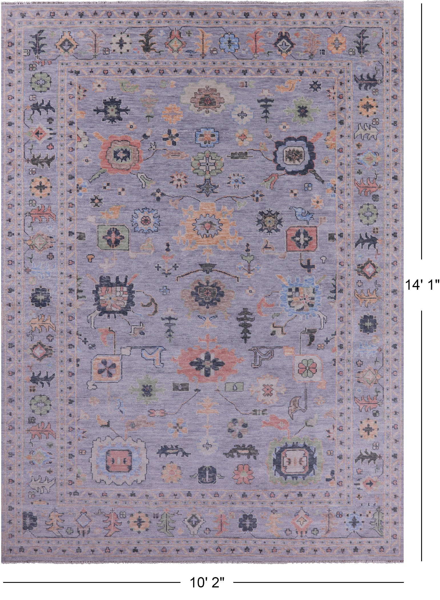 Light Blue Turkish Oushak Hand Knotted Wool Rug - 10' 2" X 14' 1" - Golden Nile