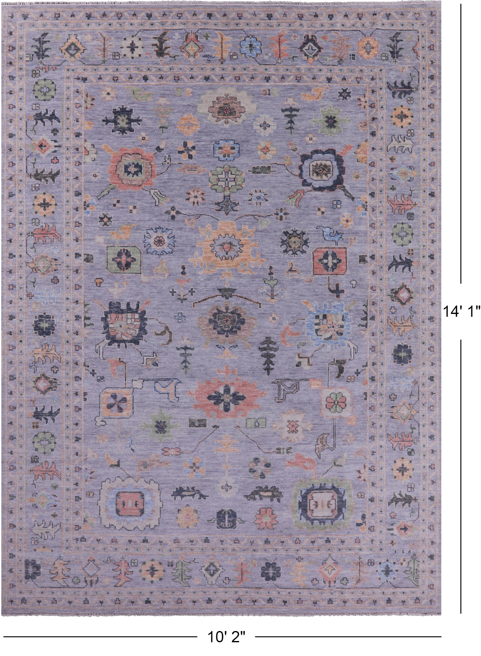 Light Blue Turkish Oushak Hand Knotted Wool Rug - 10' 2" X 14' 1" - Golden Nile