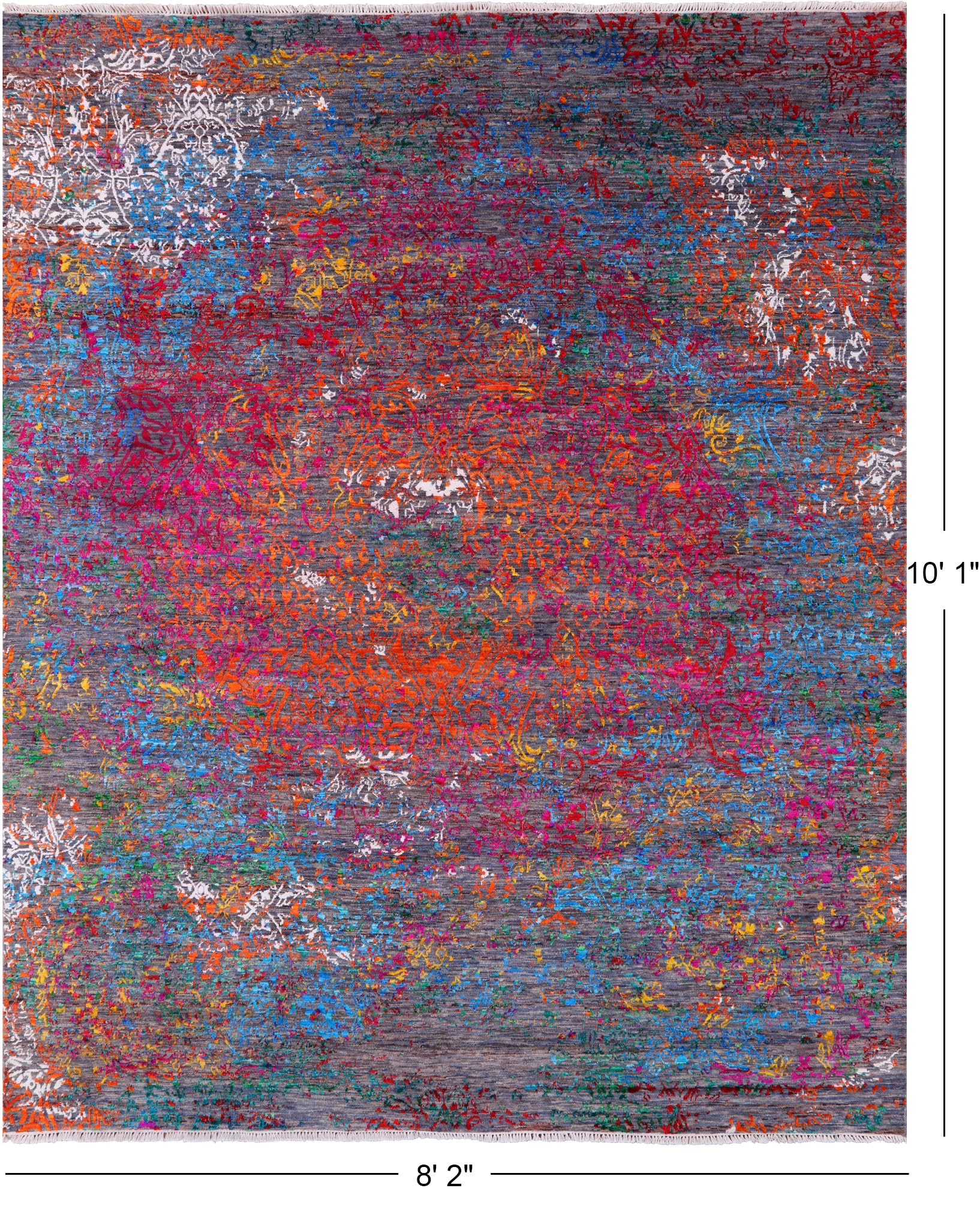 Abstract Contemporary Hand Knotted Wool & Silk Rug - 8' 2" X 10' 1" - Golden Nile