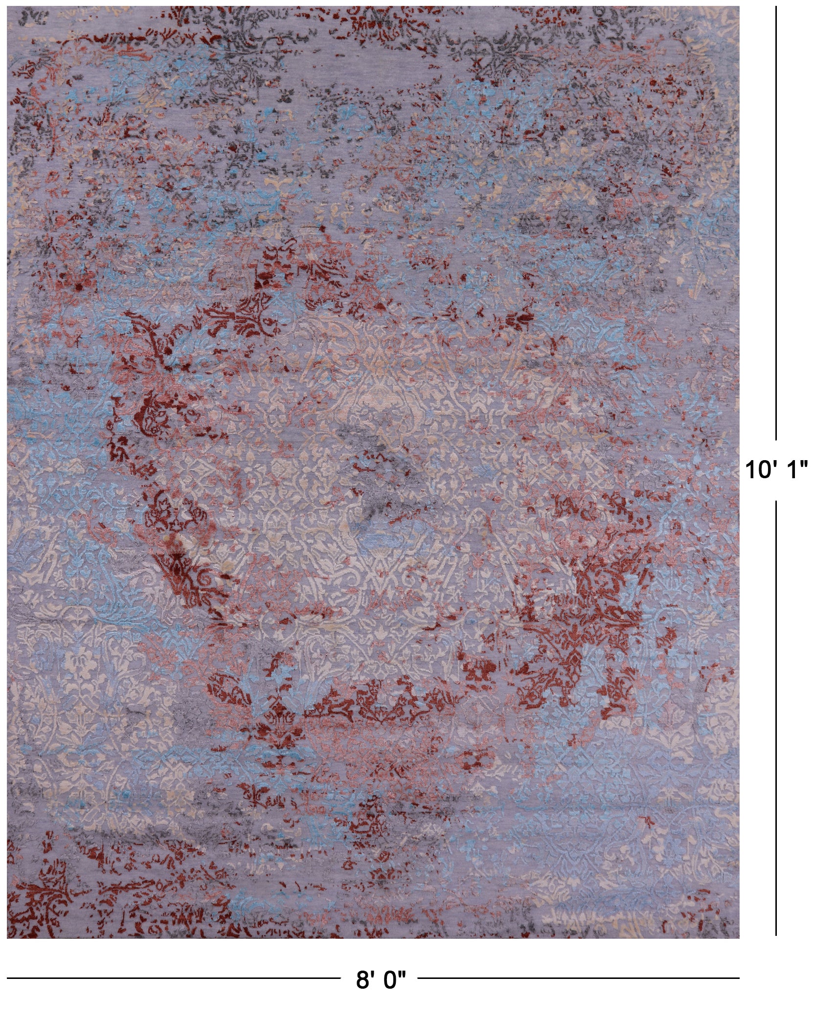 Abstract Contemporary Hand Knotted Wool & Silk Rug - 8' 0" X 10' 1" - Golden Nile