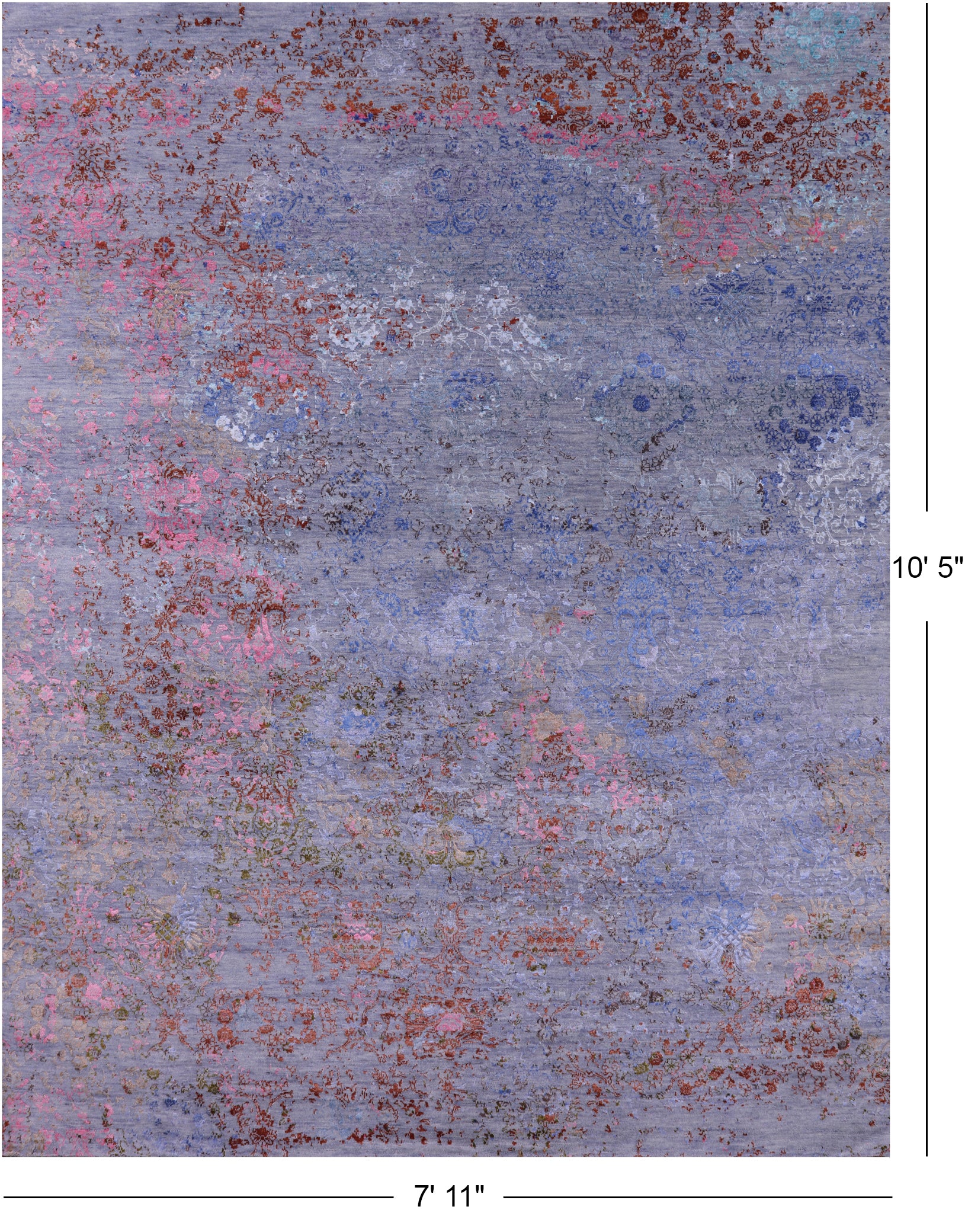 Abstract Modern Hand Knotted Wool & Silk Rug - 7' 11" X 10' 5" - Golden Nile
